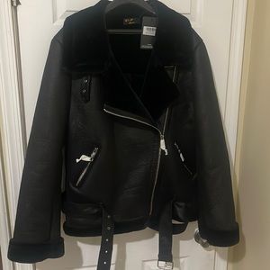 PLT Faux Suede Aviator Jacket plus size 3X